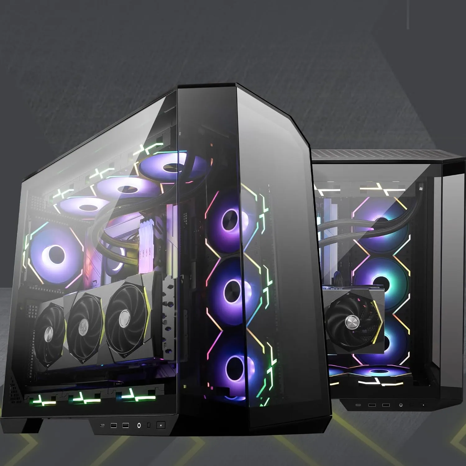 MSI MAG PANO 100L PZ - Premium Mid-Tower Gaming PC Case - Tempered Glass Side Panel - Liquid Cooling Support up to 360mm Radiator - Vented Front Panel