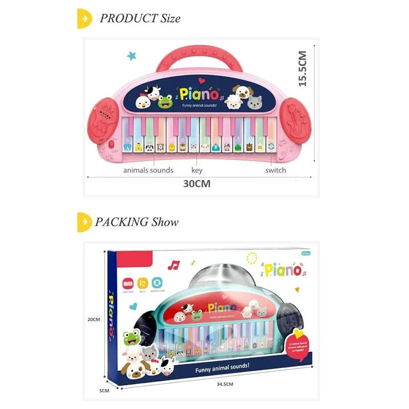 Multi-Functional 24-Keys Animal Sound Piano with 20  Melodies Songs (1-4 Years) | Assorted Colours
