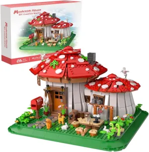 Mushroom House Building Blocks Set - Unique Design Creative Building Toy for Adults and Teens Mini Brick 1621pcs