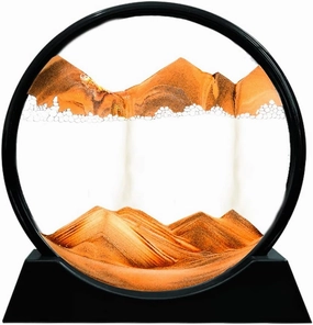 Muyan Moving Sand Art Picture Sandscapes in Motion Round Glass 3D Deep Sea Sand Art for Adult Kid Large Desktop Art Toys (7 Inch, Orange)