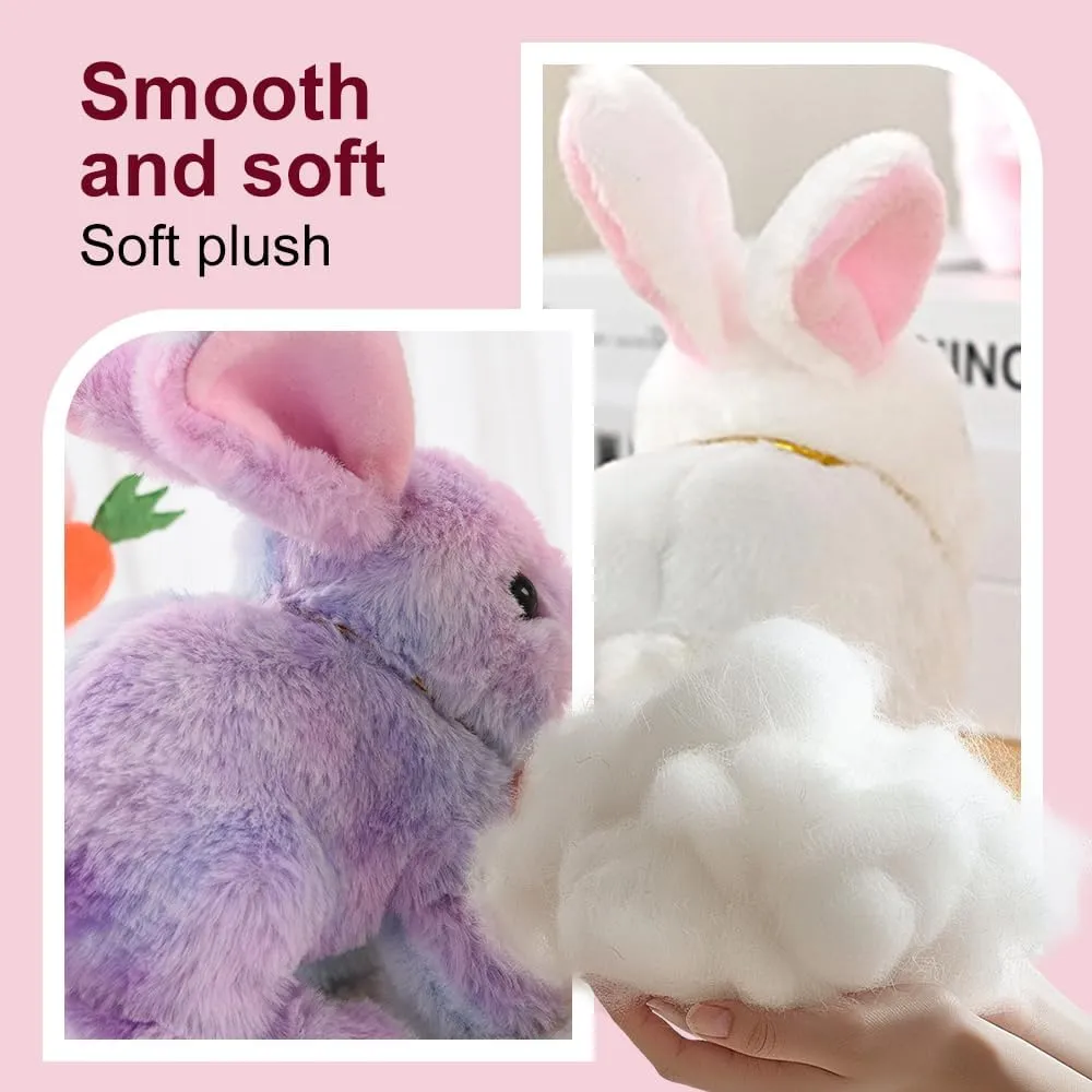 My Realistic Bunny Toy, 2025 New Interactive Easter Bunny Toy, Jumping Squeaky and Shaking Ears Easter Bunnies Stuffed Animal Hopping Realistic Bunnies Plush Gifts for Kids (Pink)