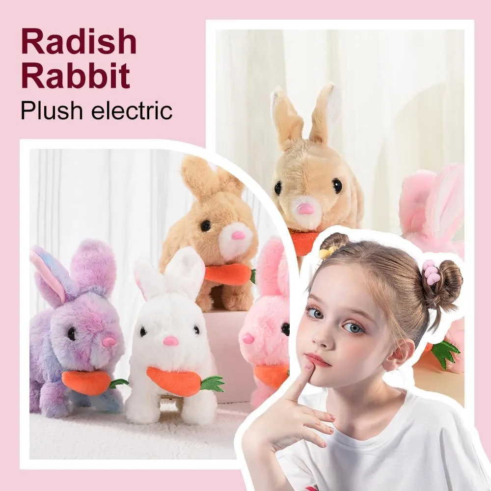 My Realistic Bunny Toy, 2025 New Interactive Easter Bunny Toy, Jumping Squeaky and Shaking Ears Easter Bunnies Stuffed Animal Hopping Realistic Bunnies Plush Gifts for Kids (Pink)