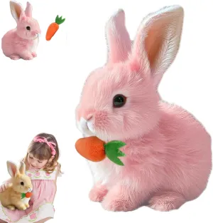 My Realistic Bunny Toy, 2025 New Interactive Easter Bunny Toy, Jumping Squeaky and Shaking Ears Easter Bunnies Stuffed Animal Hopping Realistic Bunnies Plush Gifts for Kids (Pink)