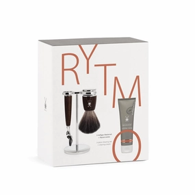 MÜHLE Gift Set: RYTMO Walnut Pure badger and Fusion razor Shaving Set | shave gift set including Grapefruit andMint Shaving cream