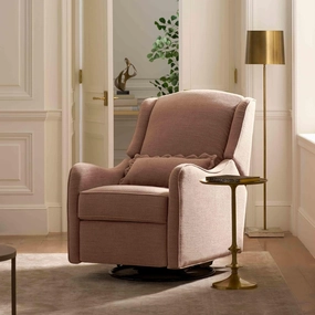 Namesake Devon Recliner and Swivel Glider in Performance Dusty Rose Eco-Basketweave, GREENGUARD Gold and CertiPUR-US® Certified