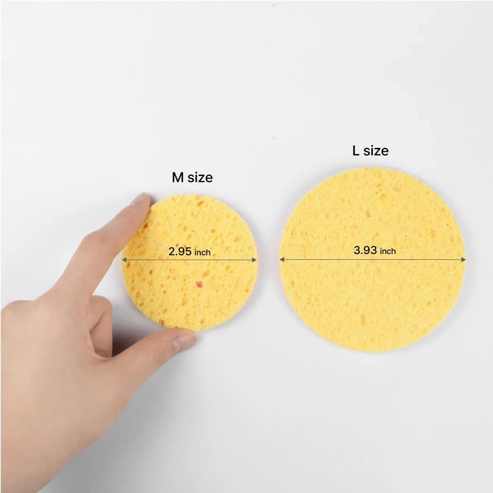 Natural Cellulose face Sponge Set (M, Pink,Green,Yellow) Facial Cleansing Makeup Removal Made in France