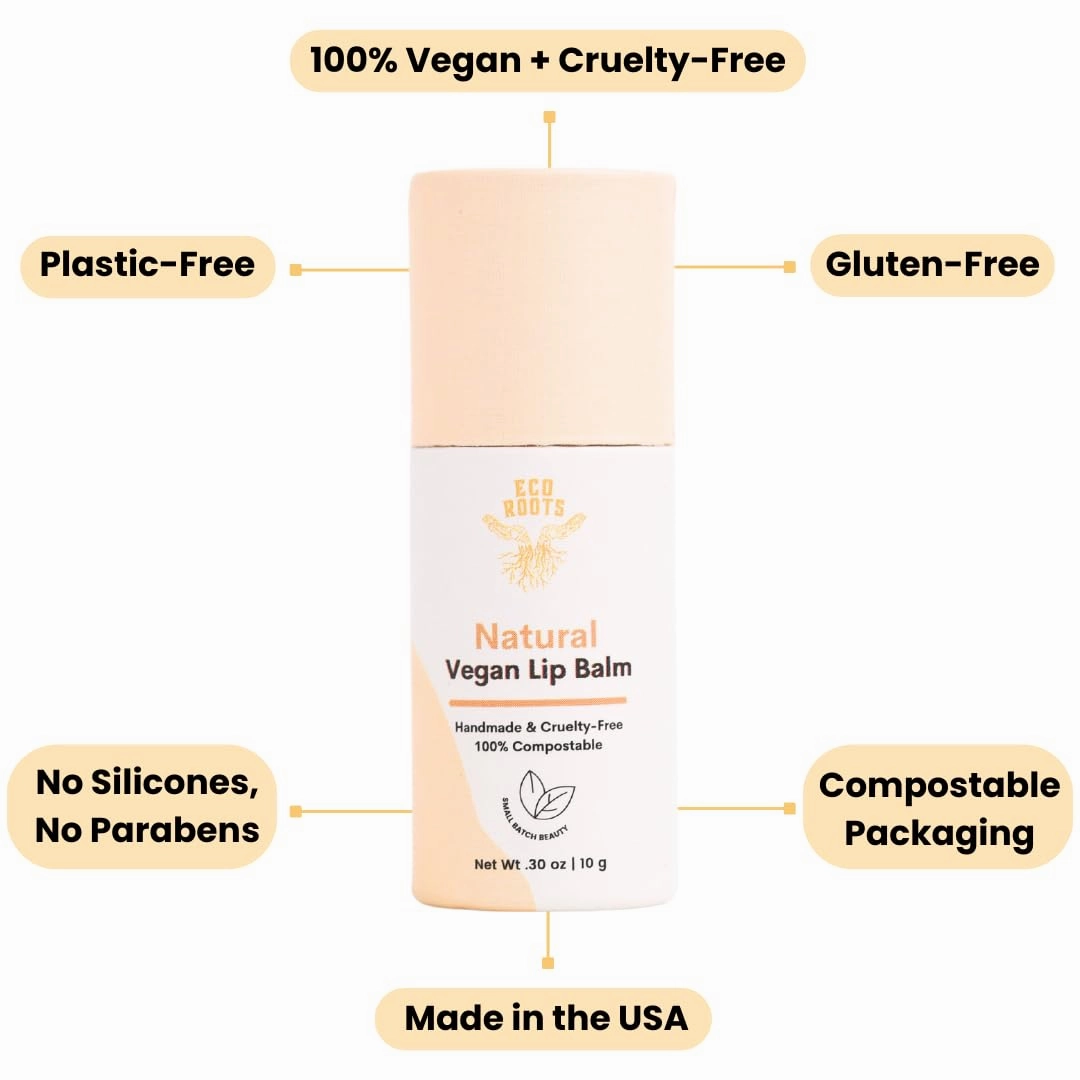 Natural Lip Balm 2 Pack - Organic Chapstick, Vegan Lip Moisturizer Set - Cruelty-Free and Eco-Friendly - Plastic-Free with Compostable Packaging - Artfully Crafted in the USA