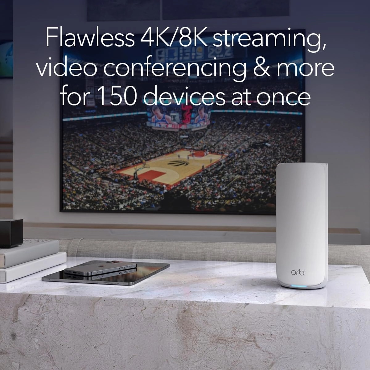 NETGEAR Orbi 870 Series Tri-Band WiFi 7 Mesh System (RBE872) - Router   1 Satellite Extender, Security Features, Up to 21 Gbps, Covers Up to 6,000 Sq. Ft., 150 Devices, 10 Gig Internet Port, BE21000