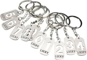 New 2026 Arrive Unisex Lucky 0-9 Number Keychain Silver Color Stainless Steel Key Ring For Couple Gift Car Handbag Decoration Handmade Jewelry Fashion Trendy Accessories Creative Women And Men