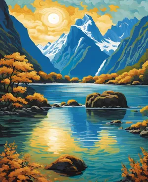 New Zealand Collection PD (10) - Milford Sound - Van-Go Paint-by-Number Kit 50x65cm DIY Frame
