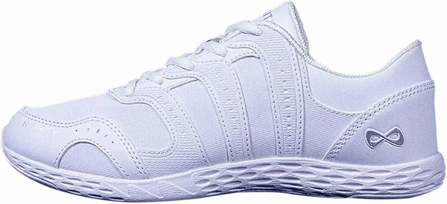 Nfinity Cheer Shoes - Rival 2 White Sneakers for Women - Synthetic Leather Cheerleading Shoes for Women - Comfortable Women's Athletic Shoes - Sneakers with Ultimate Grip