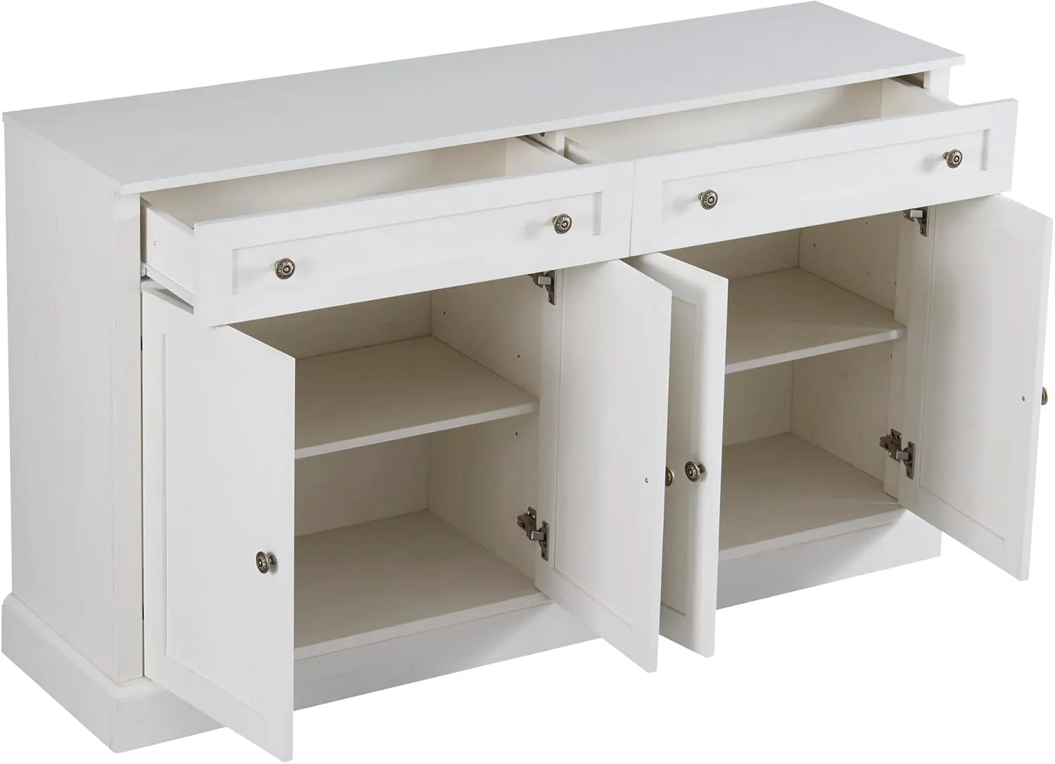 NicBex 58.3" Accent Storage Cabinet with 2 Drawers & 4 Doors Adjustable Shelves Free Standing Modern Kitchen Sideboard Storage Buffet Cabinet for Living Room, Kitchen, Office,Hallway,Antique White