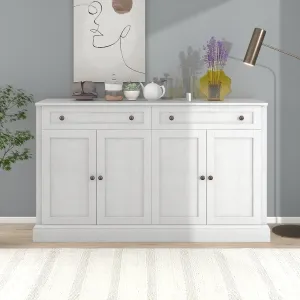 NicBex 58.3" Accent Storage Cabinet with 2 Drawers & 4 Doors Adjustable Shelves Free Standing Modern Kitchen Sideboard Storage Buffet Cabinet for Living Room, Kitchen, Office,Hallway,Antique White