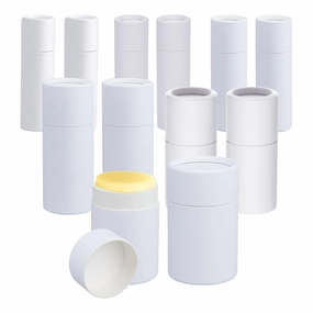 NICENEEDED 12 PCS Twist Up Lip Balm Tubes, Empty Lip Gloss Balm Holder, Kraft Paper Rotatable Deodorant Containers for DIY Homemade Lipsticks, Chapsticks and Homemade Solid Perfume (White Set)