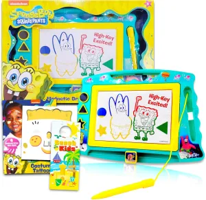 Nick Shop Spongebob Squarepants Magnetic Drawing Board Bundle ~ Spongebob Toys for Boys and Girls | Bikini Bottom Drawing Pad with Stickers (Spongebob Party Favors).