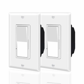 Nineleaf Dimmer Light Switch Decora,2 Pack 3-Way Dimmer Switch for Dimmable 150W LED and CFL Lights, 600W Halogen and Incandescent,15A 120V, No Neutral Wire Required, Commercial Grade, ETL Listed