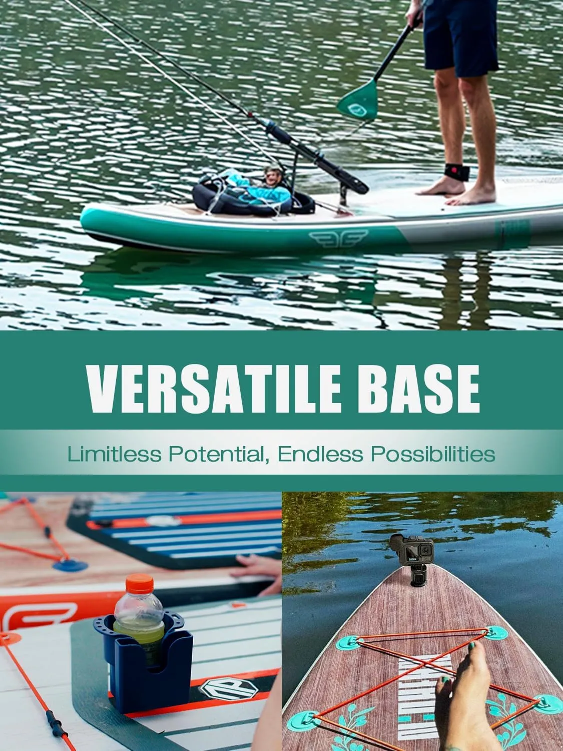 Niphean (Extra Large) Inflatable Paddle Board, SUP for 2 1 People/Family, Stand Up Paddle Board with (Beginner Friendly) StabilTrac Fin, Waterproof Phone Pouch, Paddle Boards for Adults, Gift Ideas