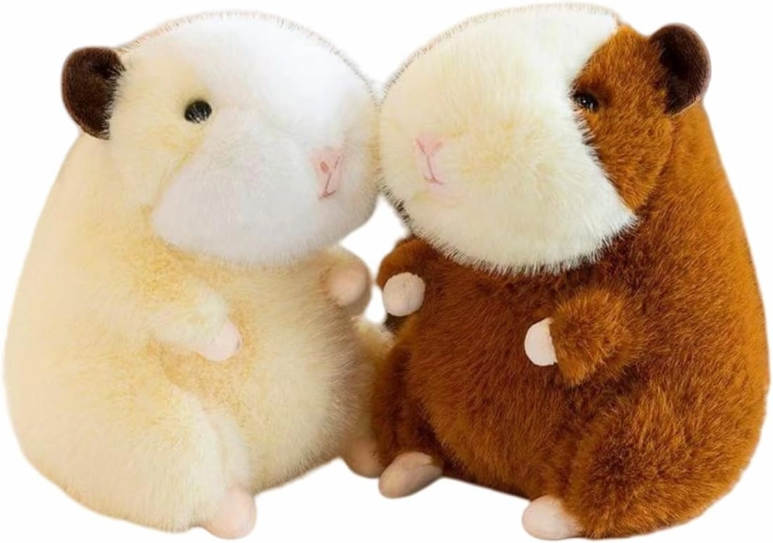 Nohito 2 Pcs Cuddly Guinea Pig Stuffed Animal 9.8 Inch Cute Soft Stuffed Guinea Pig Plush Toy Realistic Pet Plushie Brown and White for Kids Boys Girls
