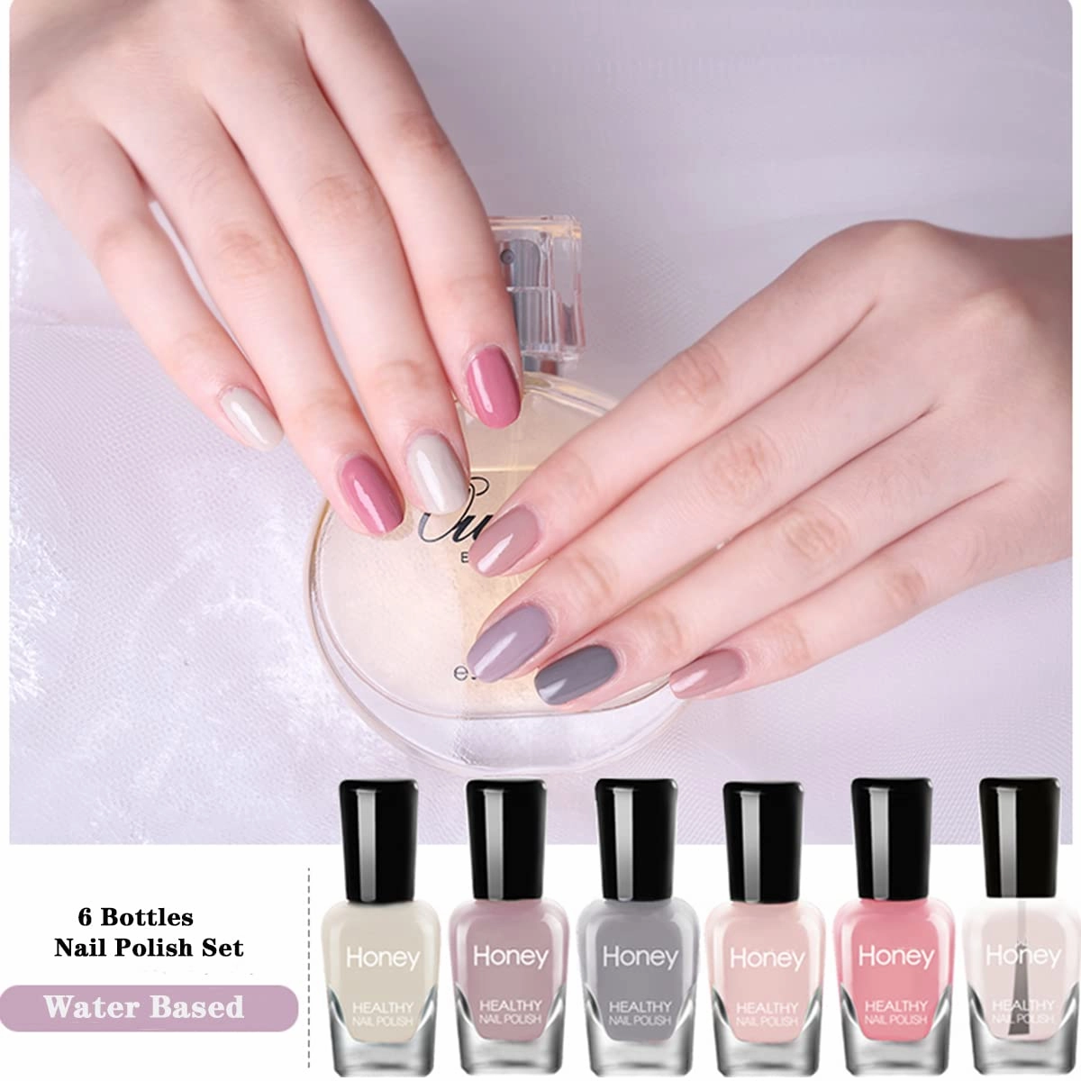 Non Toxic Nail Polish Set, Easy Peel Off and Fast Dry NailPolish Set for Pack, Eco Friendly & Organic Water Based Nail Polish for Women,Teens (18 Bottles)