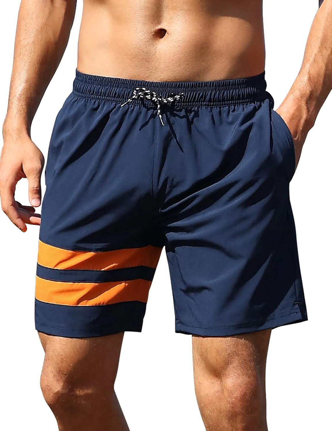 Nonwe Mens Swim Trunks with Compression Liner Quick Dry Summer Board Shorts Swimwear