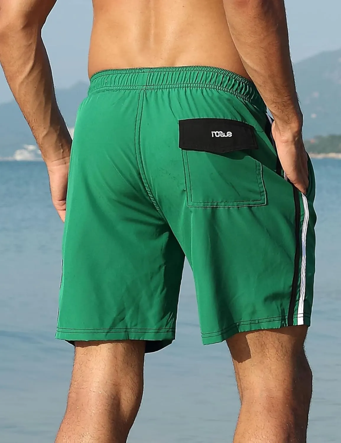 Nonwe Mens Swim Trunks with Compression Liner Quick Dry Summer Board Shorts Swimwear