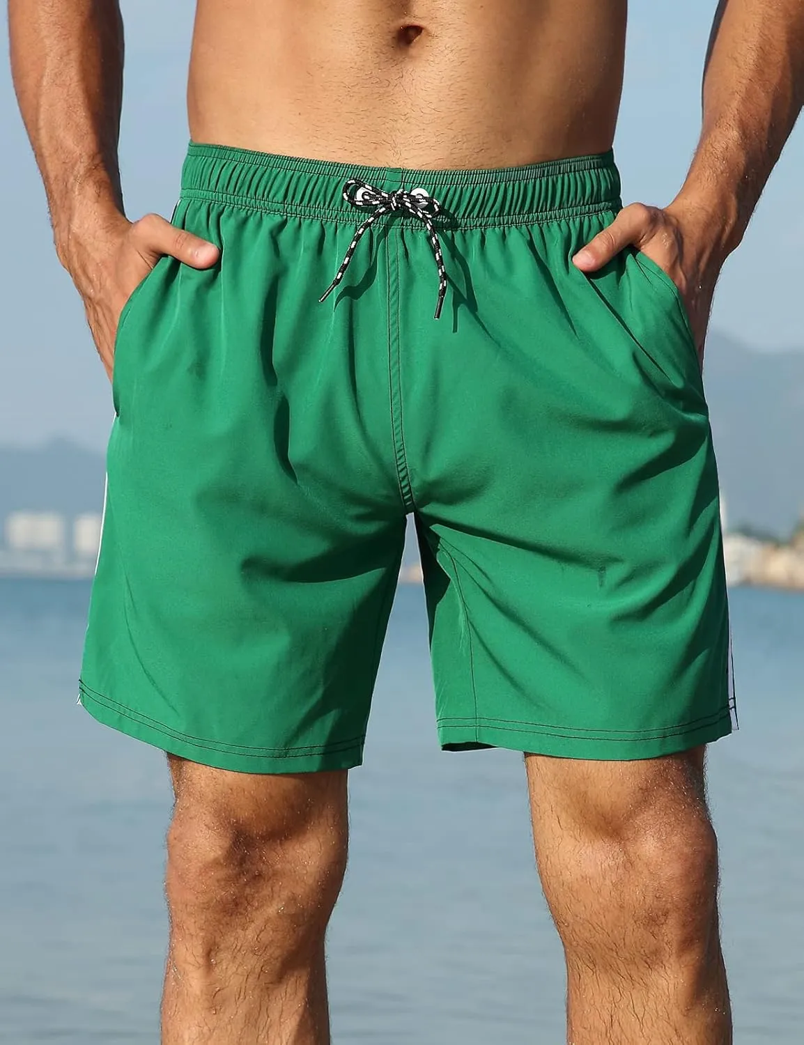 Nonwe Mens Swim Trunks with Compression Liner Quick Dry Summer Board Shorts Swimwear