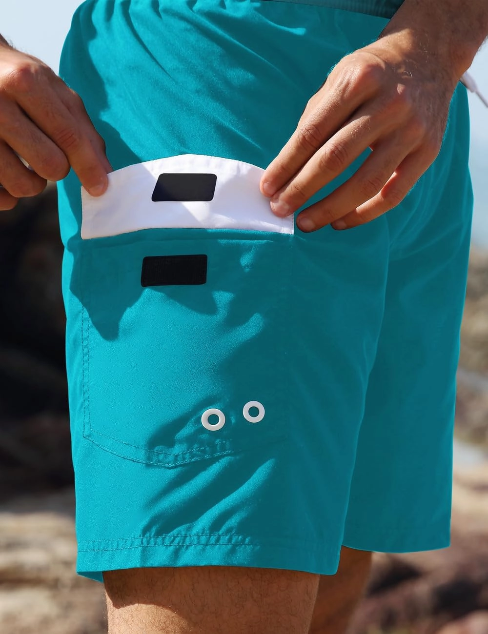 Nonwe Men's Swim Trunks with Compression Liner Quick Dry Water Sport Surf Beach Shorts with Pocket