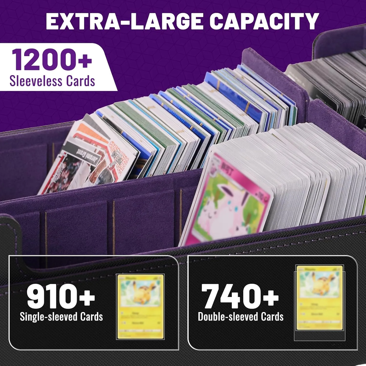 NUMINA MTG Deck Box – Magnetic Trading Card Storage for 1200  Sleeveless Cards, 2-Row Velvet Lining Case with Dividers & Card Supporters – Fits MTG, TCG, Sports Cards