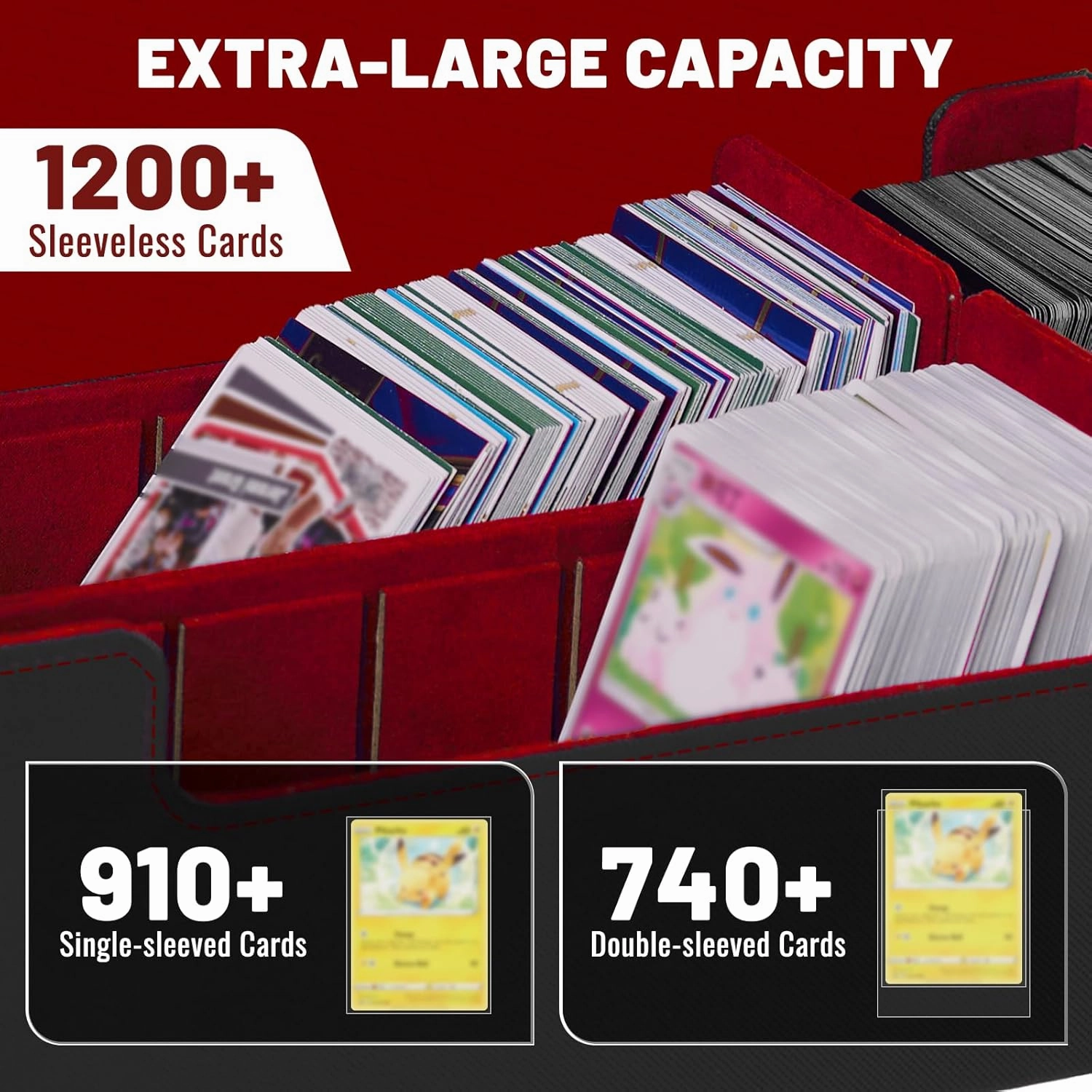 NUMINA MTG Deck Box – Magnetic Trading Card Storage for 1200  Sleeveless Cards, 2-Row Velvet Lining Case with Dividers & Card Supporters – Fits MTG, TCG, Sports Cards