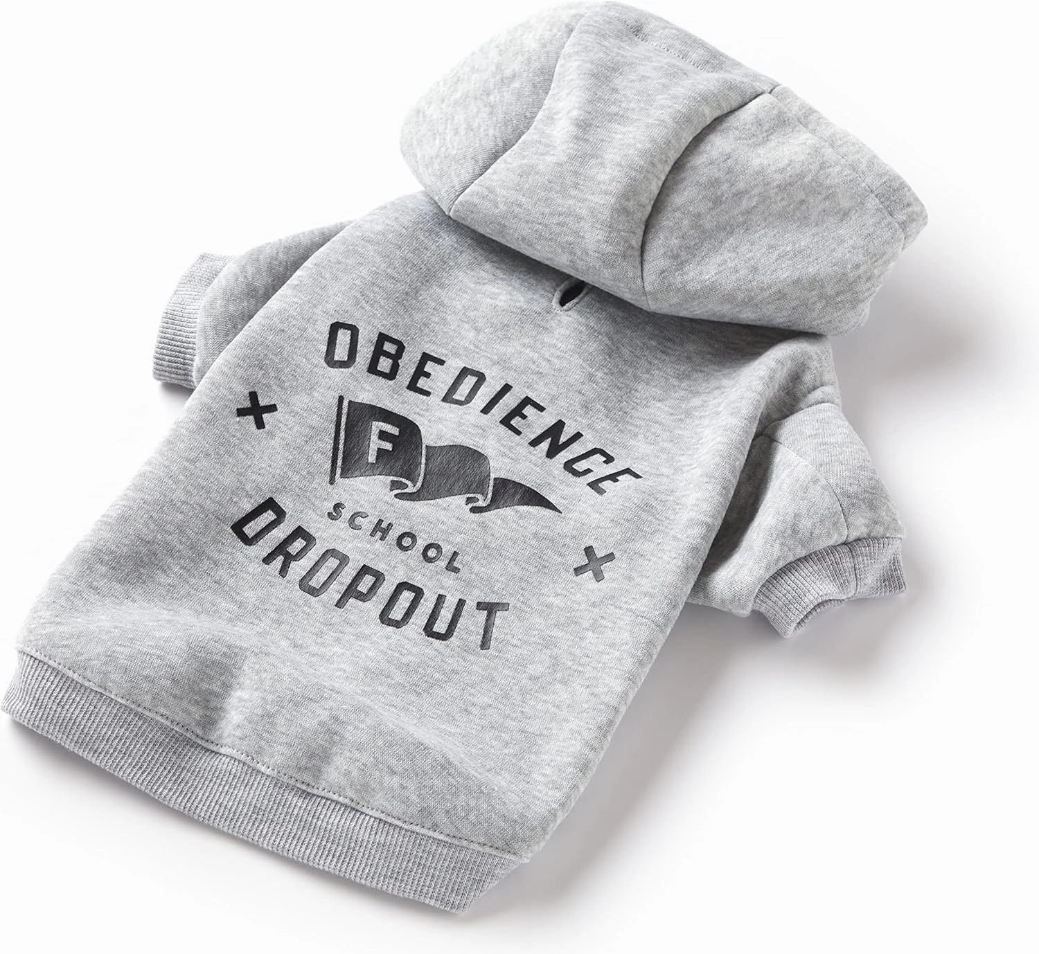 Obedience School Dropout Dog Hoodie from Brass Monkey - Small (16" Chest), Includes 2 White Drawstrings and Velcro Fasteners, Cute Dog Accessories with Vintage Inspired Designs, Great Gift!