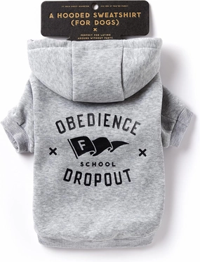 Obedience School Dropout Dog Hoodie from Brass Monkey - Small (16" Chest), Includes 2 White Drawstrings and Velcro Fasteners, Cute Dog Accessories with Vintage Inspired Designs, Great Gift!