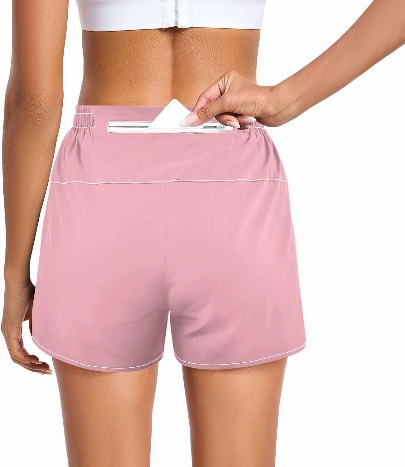 ODAWA Shell Pink Women's Hiking Shorts, Women's Quick-Dry Running Shorts Small