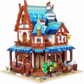 Oichy Medieval Building Blocks for Adults, 1767 PCS Creative House Building Kit, Medieval Post Station Architecture Model Cabin Kit, Mini Blocks Ideas Gift for Kids 8 