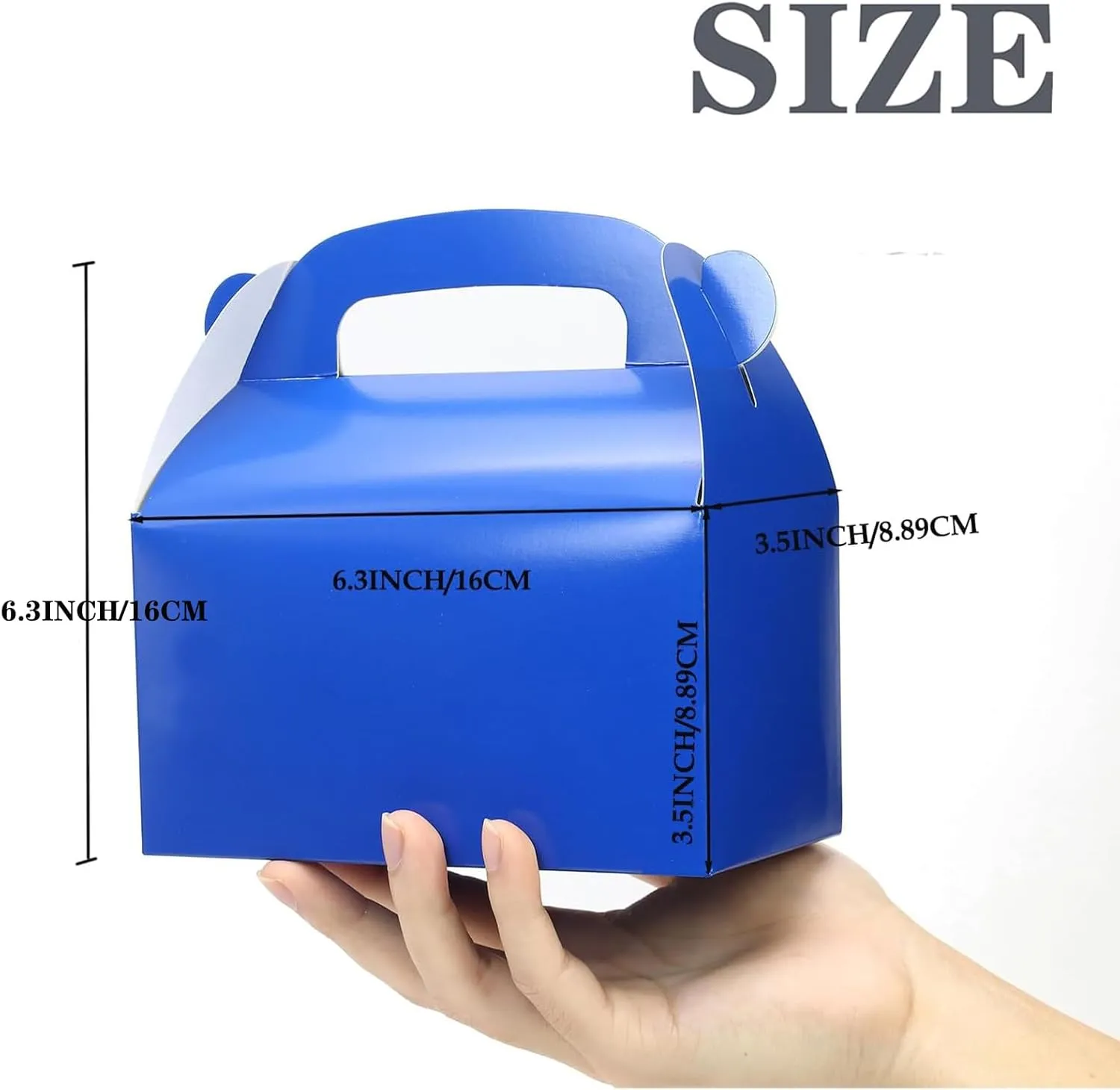 Oletx 30-Pack Dark Blue Party Favor Treat Boxes Pack, Goodie Boxes, Paper Gable Gift Boxes with Handles. Perfect for Prince Party and Baby Boy Shower Decoration Supplies