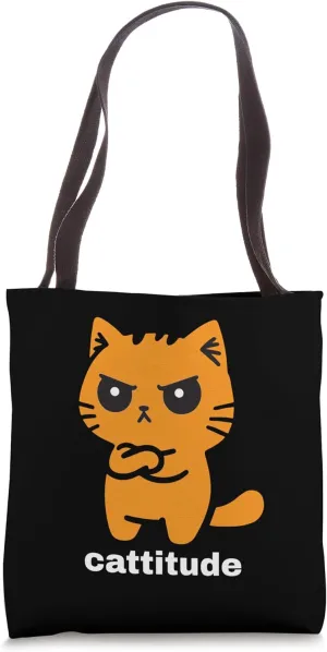 Orange Cat, Cattitude, Cat Lovers, Funny Angry Cat, Cute Tote Bag