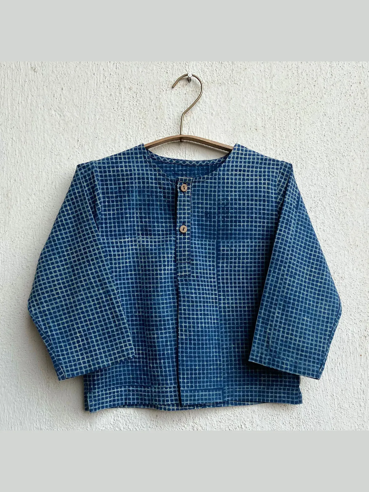 Organic Check Kurta With Matching Pants Indigo