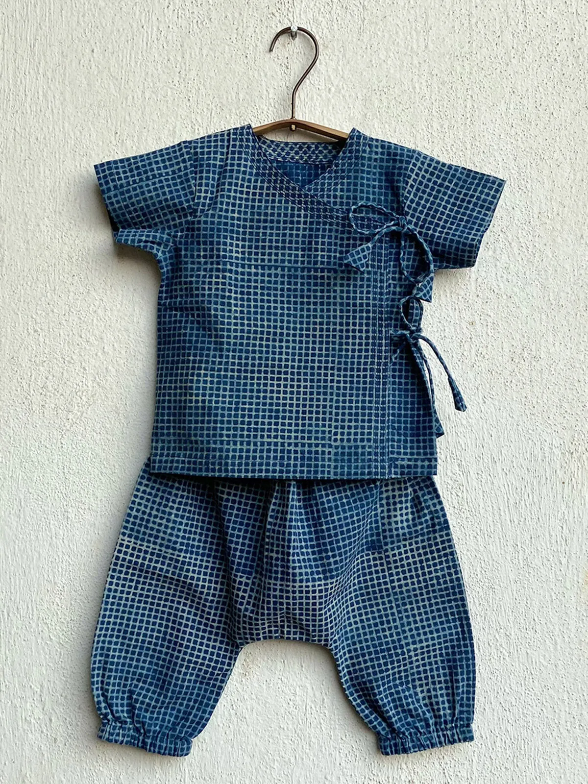 Organic Zoo Jhabala Angarakha With Pant Indigo