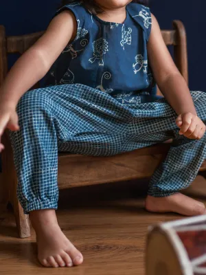 Organic Zoo Jhabla With Check Pants Indigo
