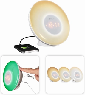OttLite Wake Up Light with White Noise Sound Machine, Color Changing, Sunrise Simulation, 7 Wake Up Sounds, Snooze Function, Smart Alarm Clock for Heavy Sleepers, Sunlight Lamp with USB Charging Port