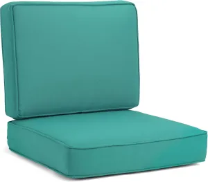 Outdoor Deep Seating Cushion Set, 24" x 24", Patio Chair Deep Seat Cushion and Back Cushion (1, Aqua)