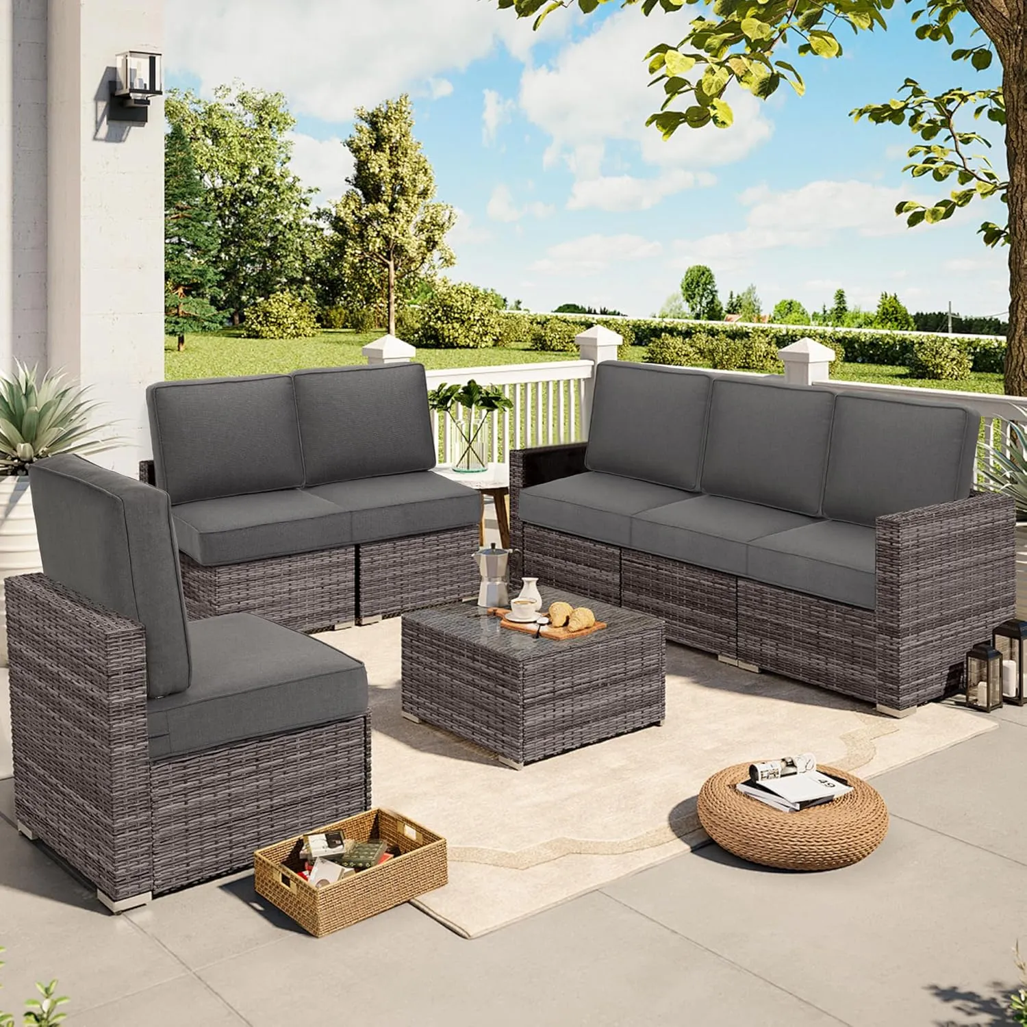 Outdoor Deep Seating Cushion Set, 24" x 24", Patio Chair Deep Seat Cushion and Back Cushion (1, Grey)