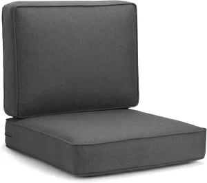 Outdoor Deep Seating Cushion Set, 24" x 24", Patio Chair Deep Seat Cushion and Back Cushion (1, Grey)