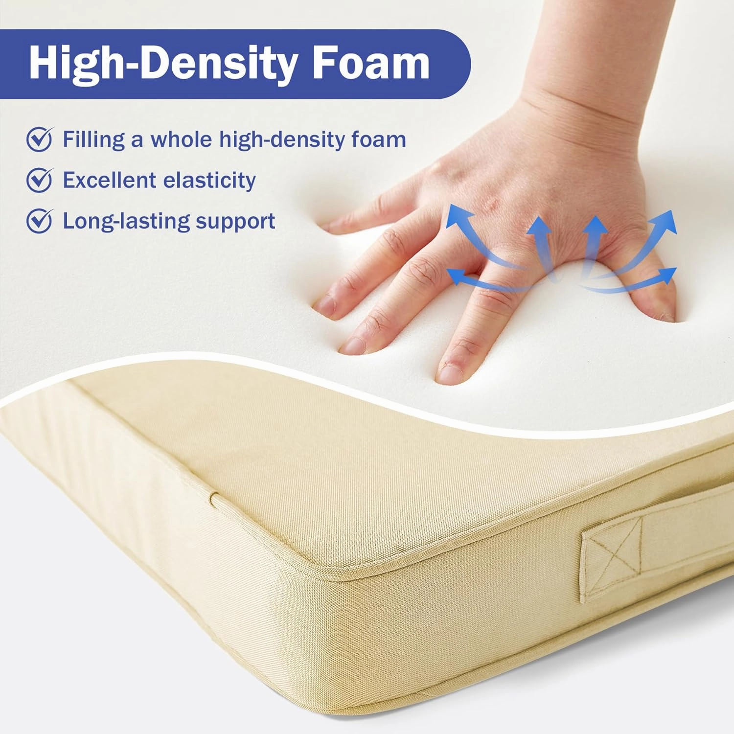 Outdoor Seat Cushion Set 22 x 22 x 3 Inch, Outdoor Cushions for Patio Furniture, Waterproof & Fade Resistant Outdoor Chair Cushions, Deep Seat Cushions with Removable Cover, Beige