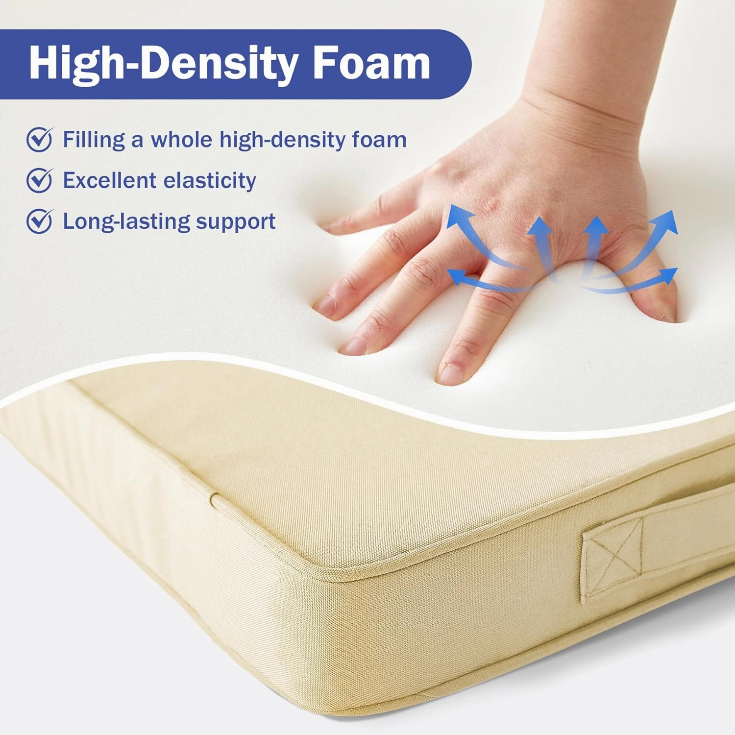 Outdoor Seat Cushion Set 24 x 24 x 4 Inch, Outdoor Cushions for Patio Furniture, Waterproof & Fade Resistant Outdoor Chair Cushions, Deep Seat Cushions with Removable Cover, Beige