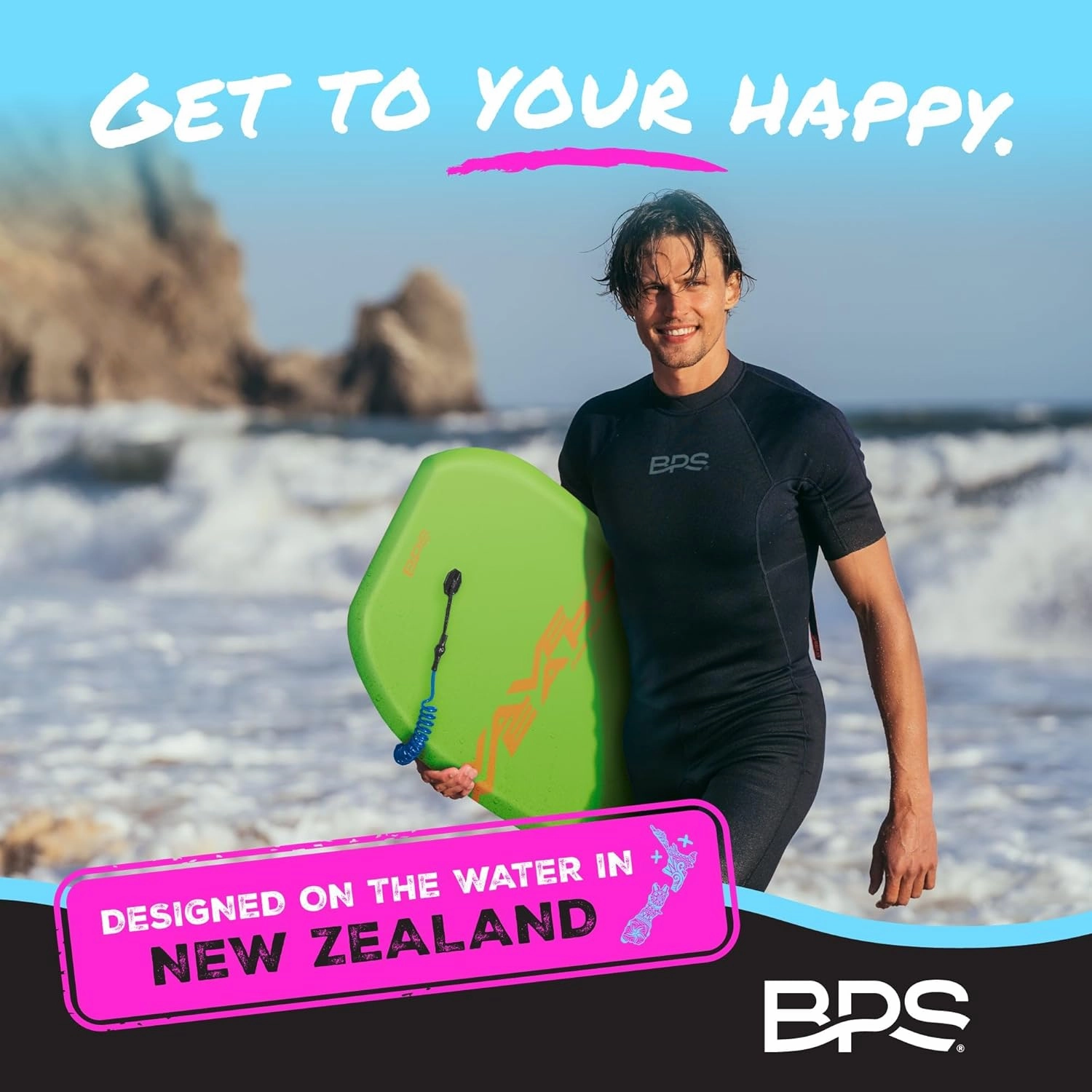 Own the Wave 'Wave Weapon' Body Board for All Wave Conditions - Lightweight with EPS Core HDPE Slick Bottom Body Boards for Beach with Wrist Leash and Plug for Kids and Adults