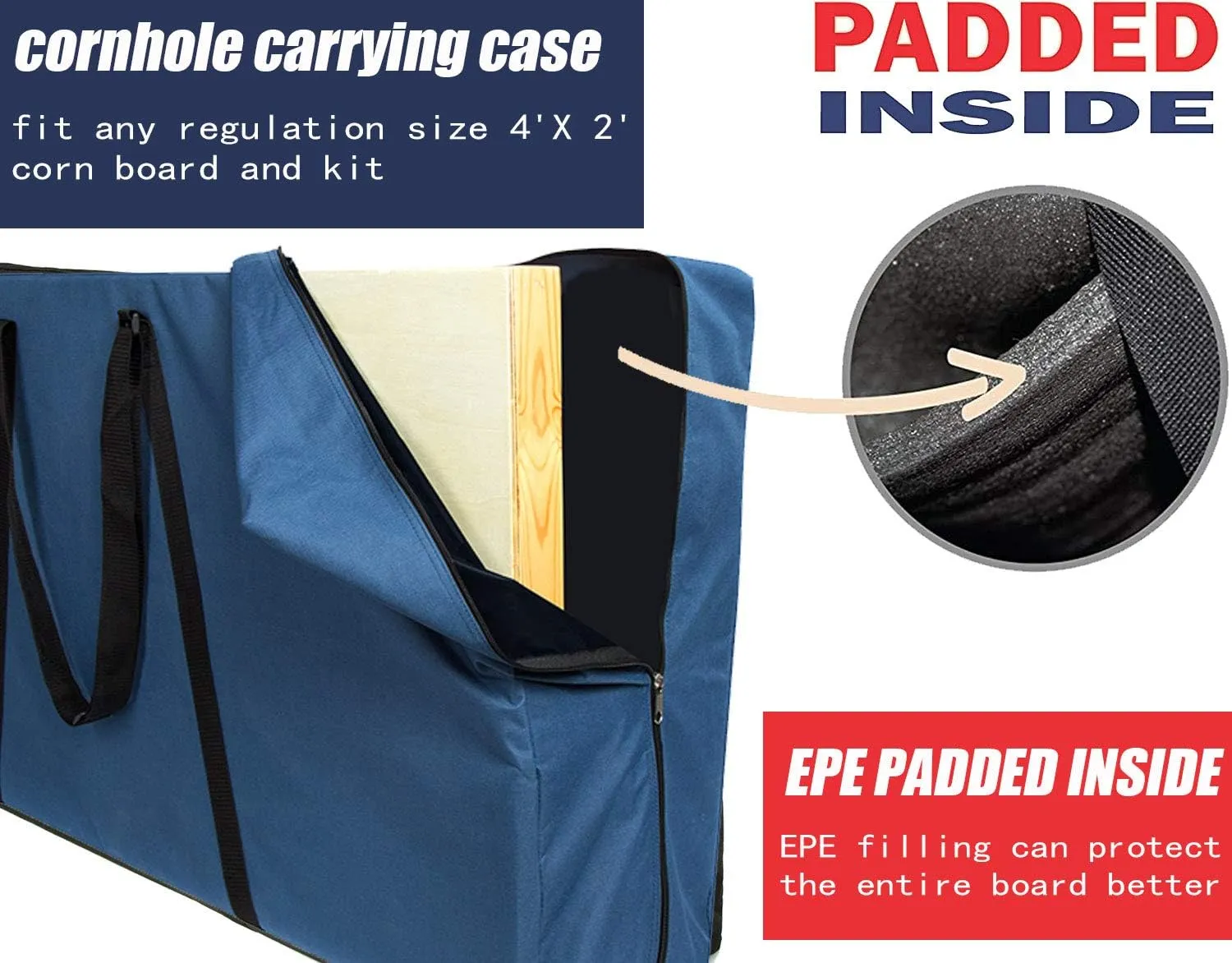 Padded Cornhole Carrying Case | Store & Transport Cornhole Board, Heavy Duty Board Carrying Bag with Adjustable Shoulder Strap