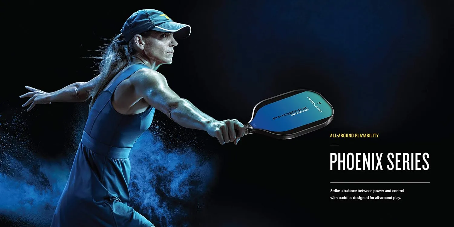 Paddletek Phoenix Genesis Pro - Professional Pickleball Paddles with Honeycomb Core – SRT Pro PolyCore & Fiberglass Epoxy Surface - High Tack Performance Grip – 7.8 oz to 8.2 oz – USAPA Approved
