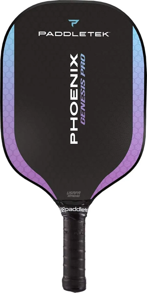 Paddletek Phoenix Genesis Pro - Professional Pickleball Paddles with Honeycomb Core – SRT Pro PolyCore & Fiberglass Epoxy Surface - High Tack Performance Grip – 7.8 oz to 8.2 oz – USAPA Approved