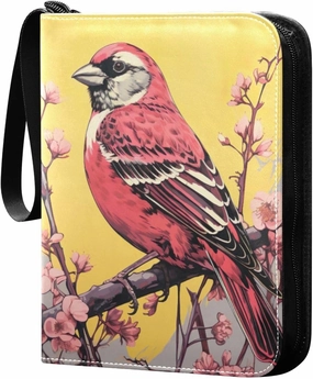 Painting Bird Card Binder, 400 Pockets Card Holder with 50 Sleeves, Sturdy Card Holder Folders for Game Cards & Sports Cards