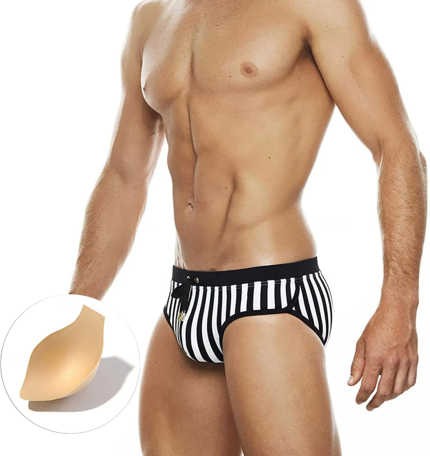 Panegy Mens Basic Classic Swim Briefs Padded Bikini Swimwear Triangle Swimsuit Bikini Bottoms Low Rise S-XXL